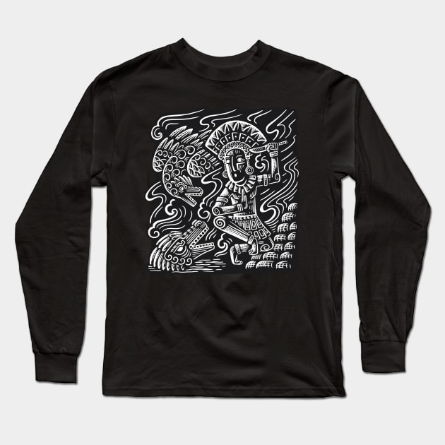 Ethnic Mayan Hunter Long Sleeve T-Shirt by MANASUKA